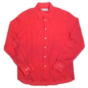Alessandro Gherardeschi Mens Red Paisley Button Up Shirt L/S Silk Blend Large